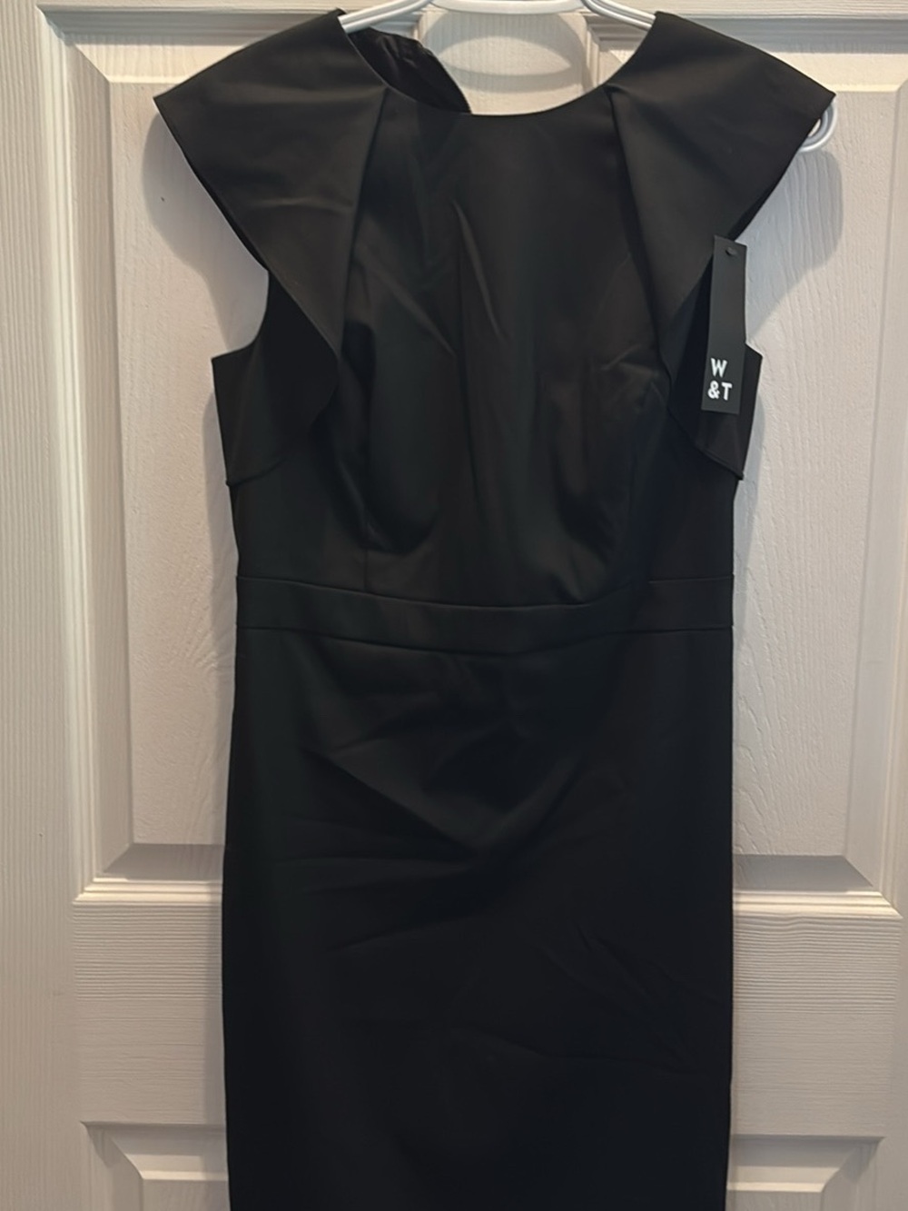 Black Midi Dress with Flutter Shoulders